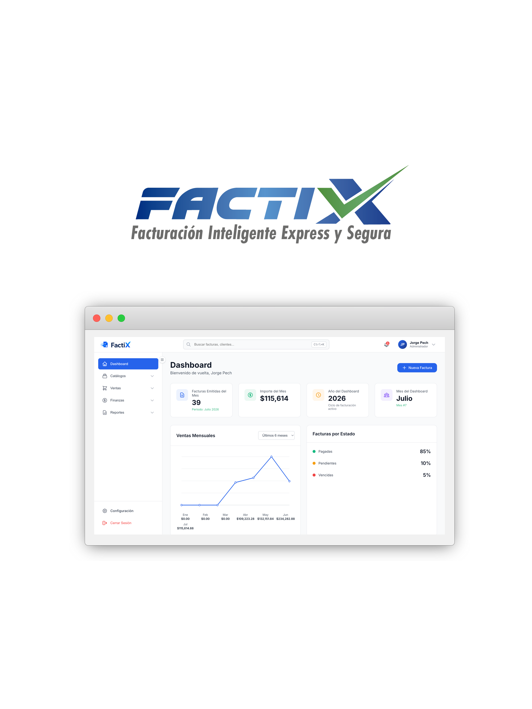 Placeholder visual de FactiX